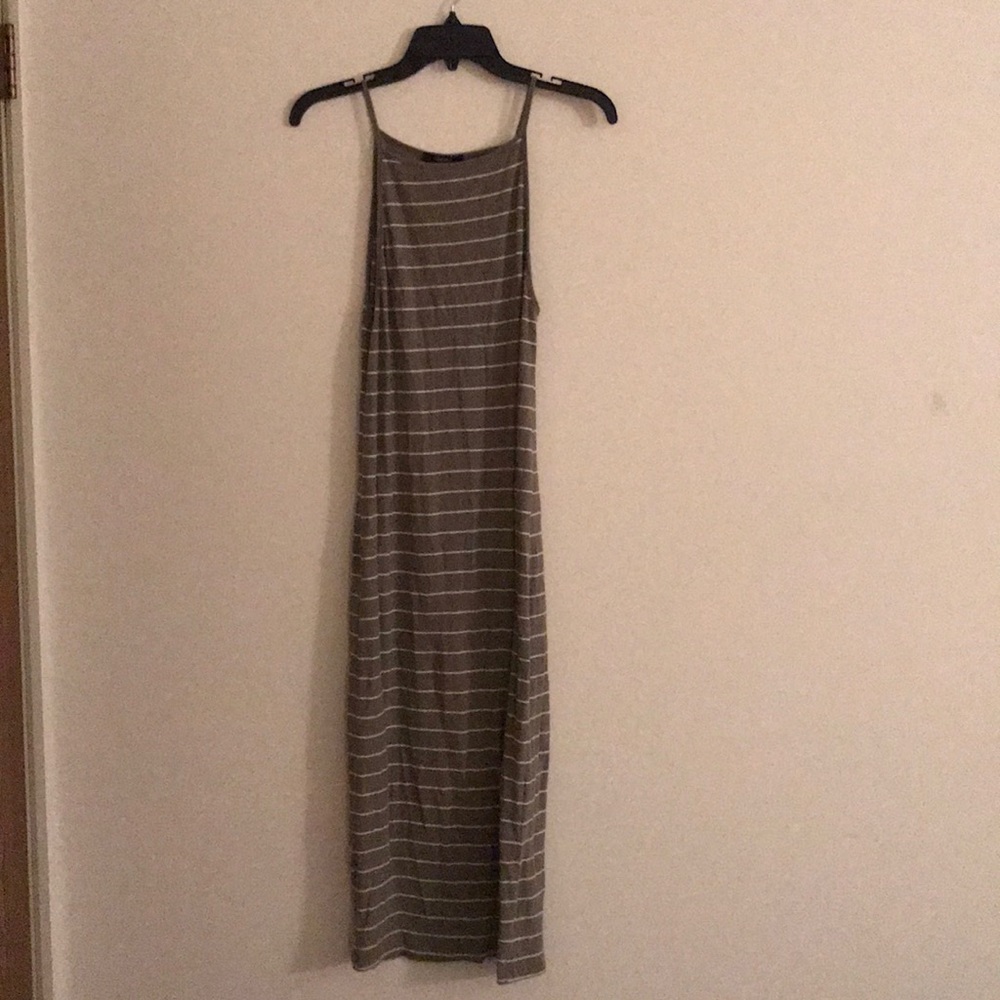 Stripped maxi green dress